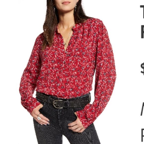 Treasure &Bond floral print blouse red size medium - Picture 1 of 8